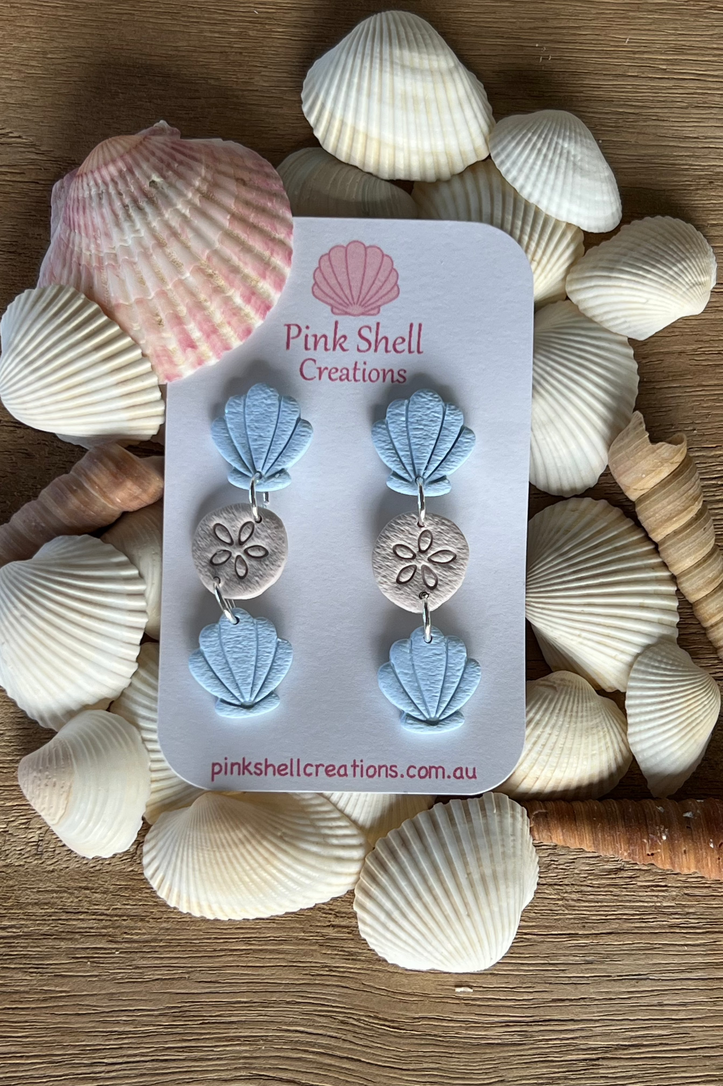 Seashell Dangle Earrings -Blue