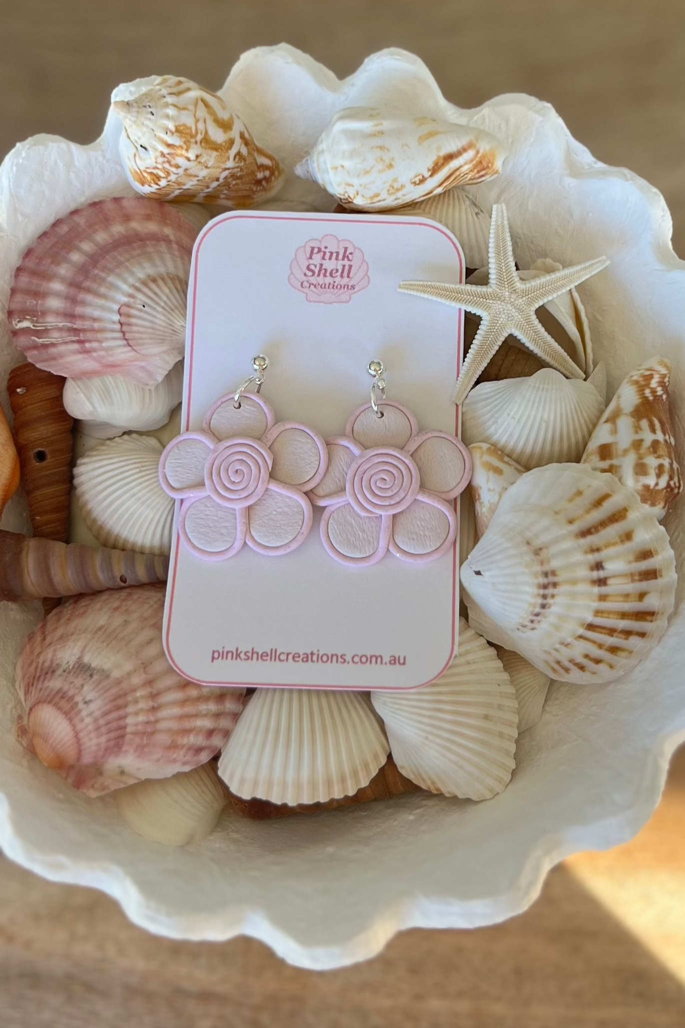 Pink Trimmed Flower Earrings