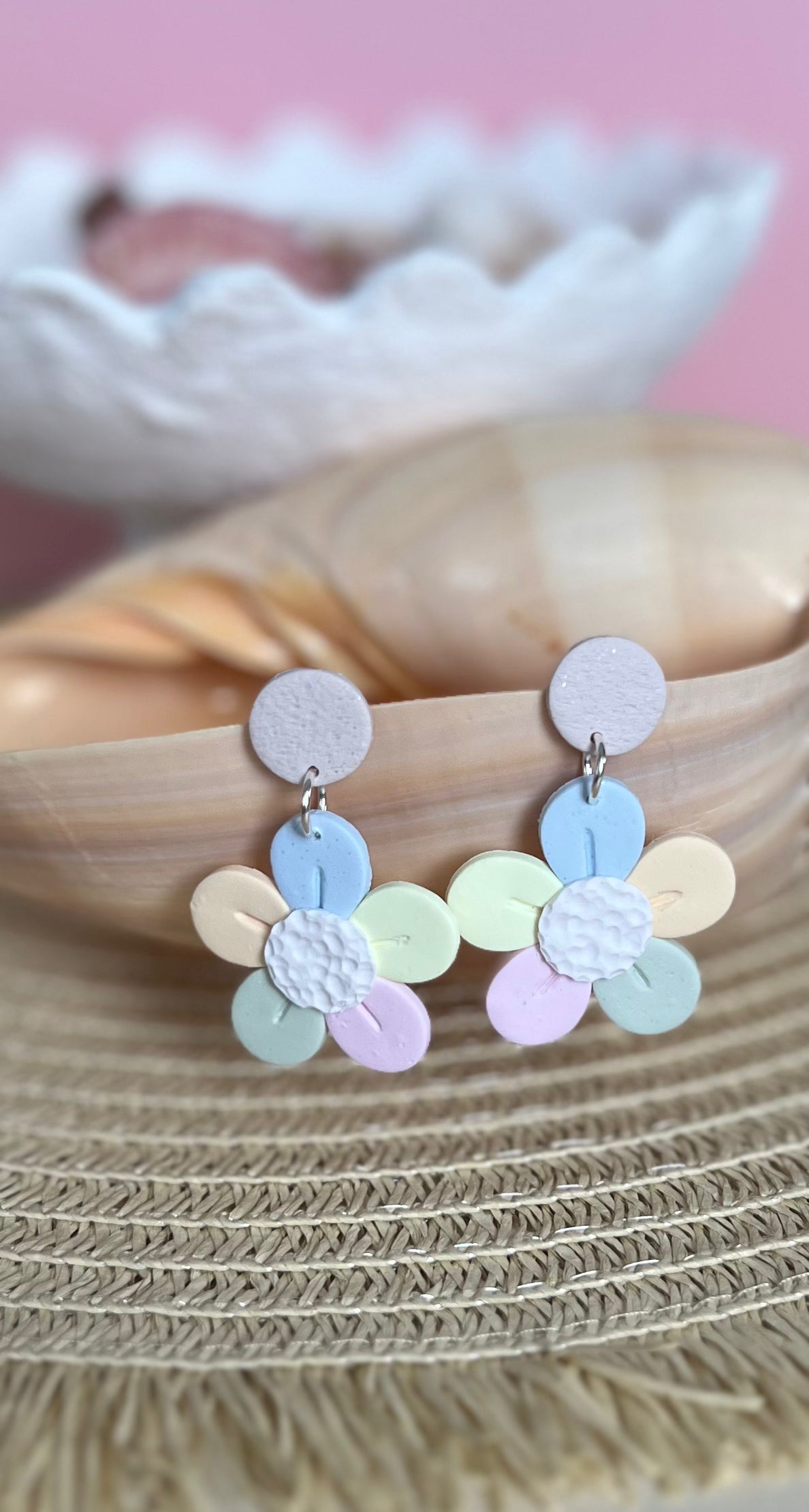 Pastel Flower Dangle Earrings