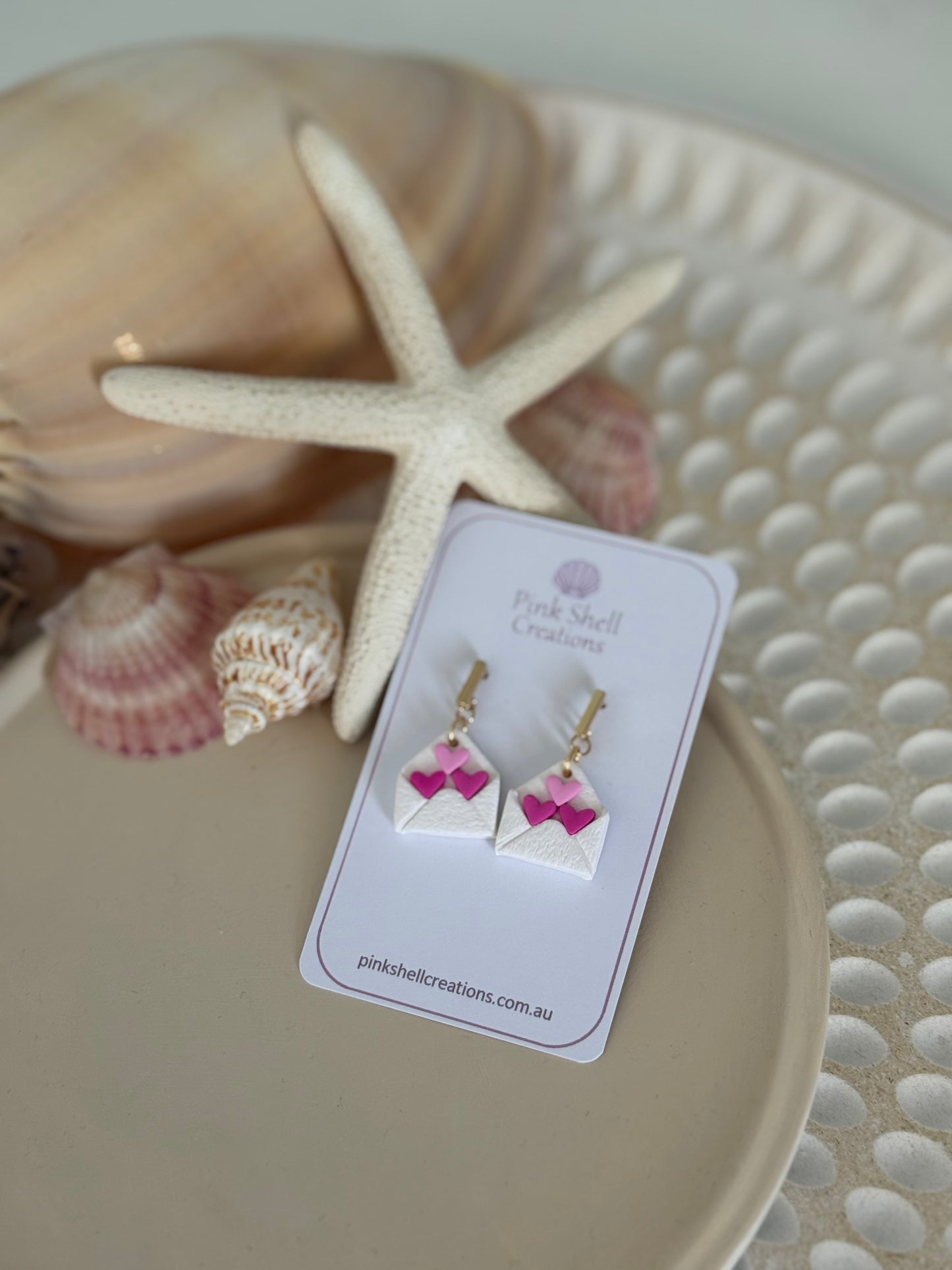 Envelope Earrings with Hearts