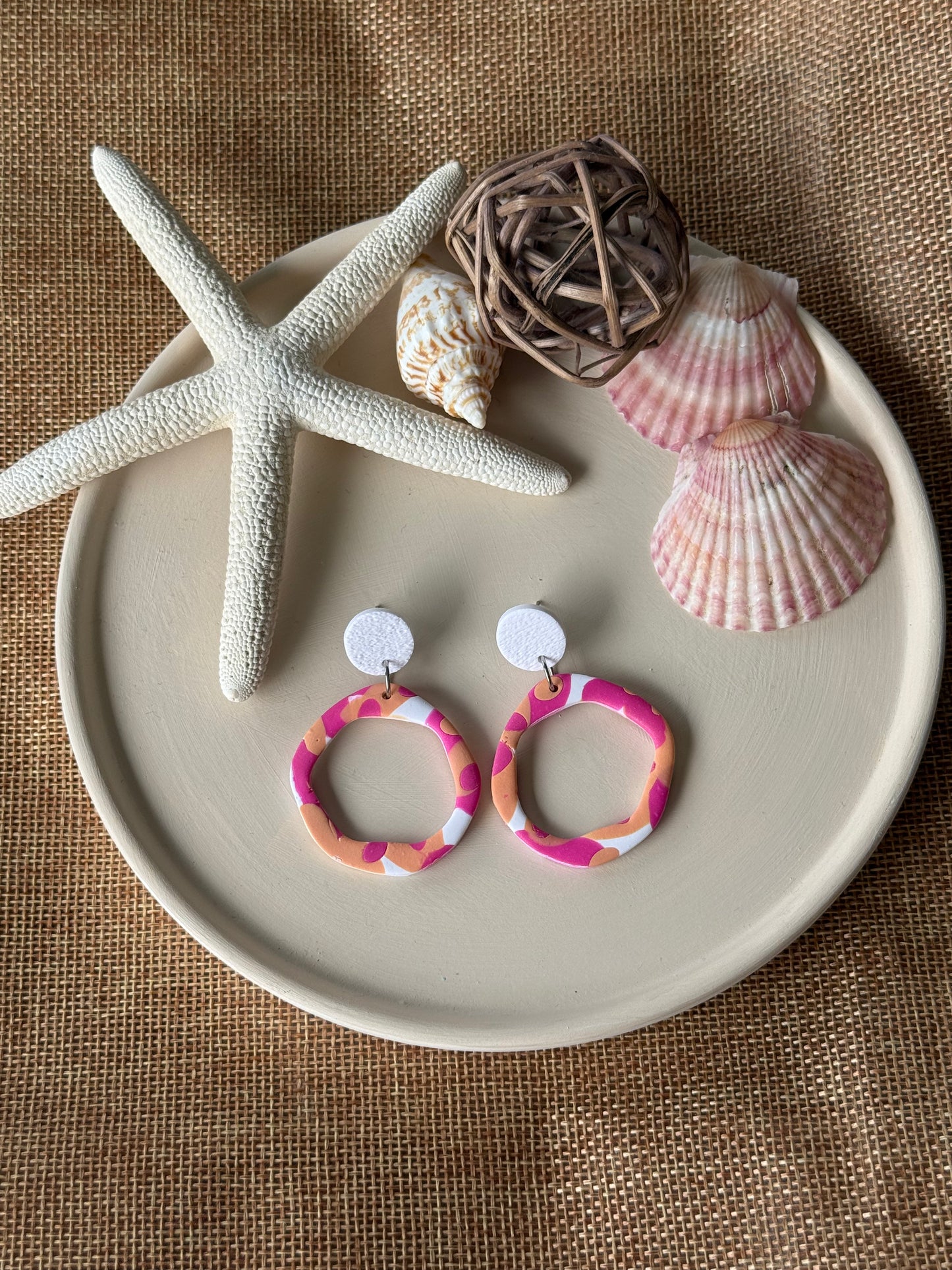 Olivia Dangle Earrings - Pink and Orange