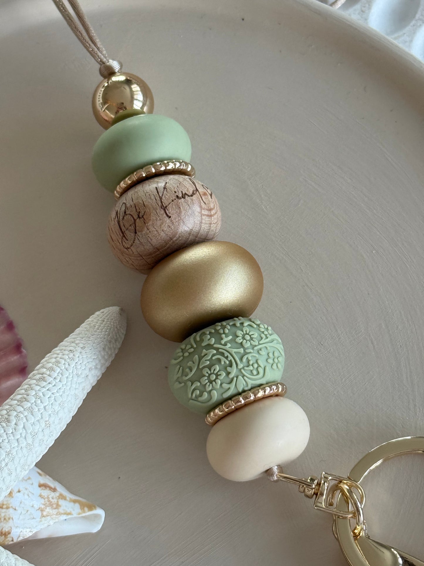 'Be Kind' Sage and Gold Lanyard