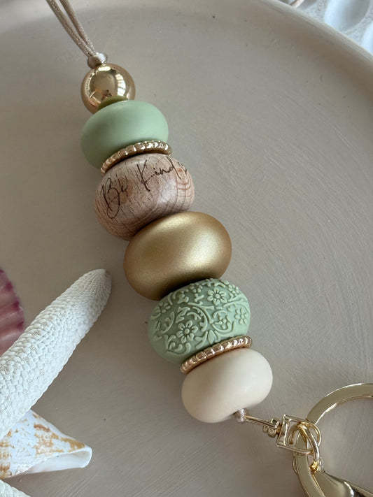 'Be Kind' Sage and Gold Lanyard