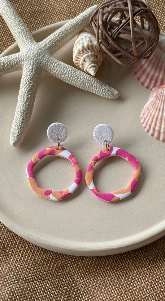 Olivia Dangle Earrings - Pink and Orange