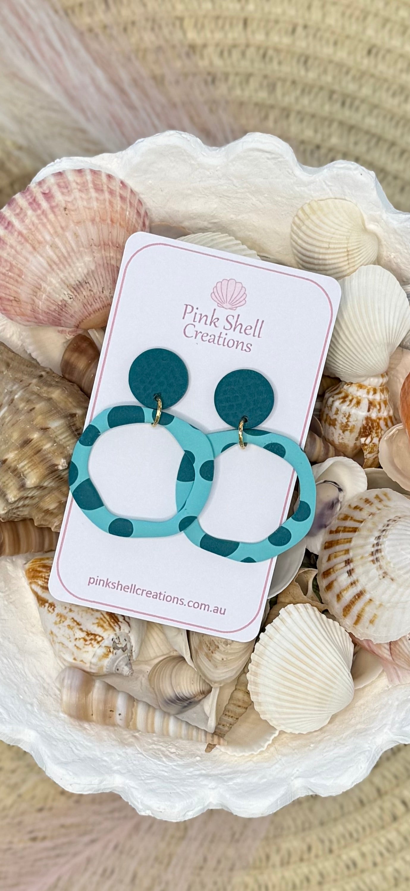 Organic Round Earrings - Turquoise and Dark Teal