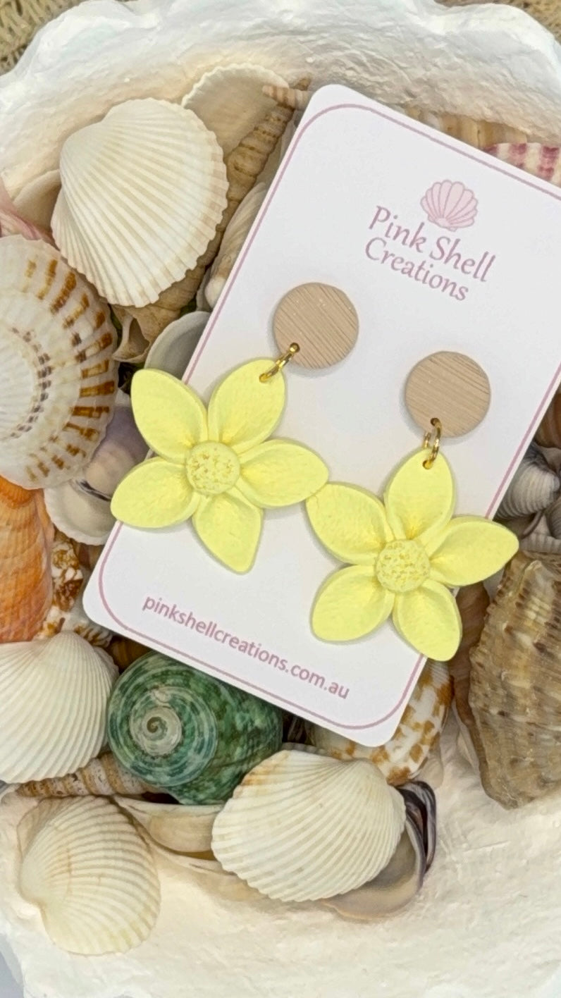 Yellow Flower Dangle with Light Brown