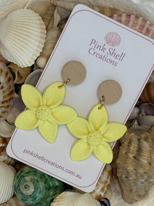 Yellow Flower Dangle with Light Brown