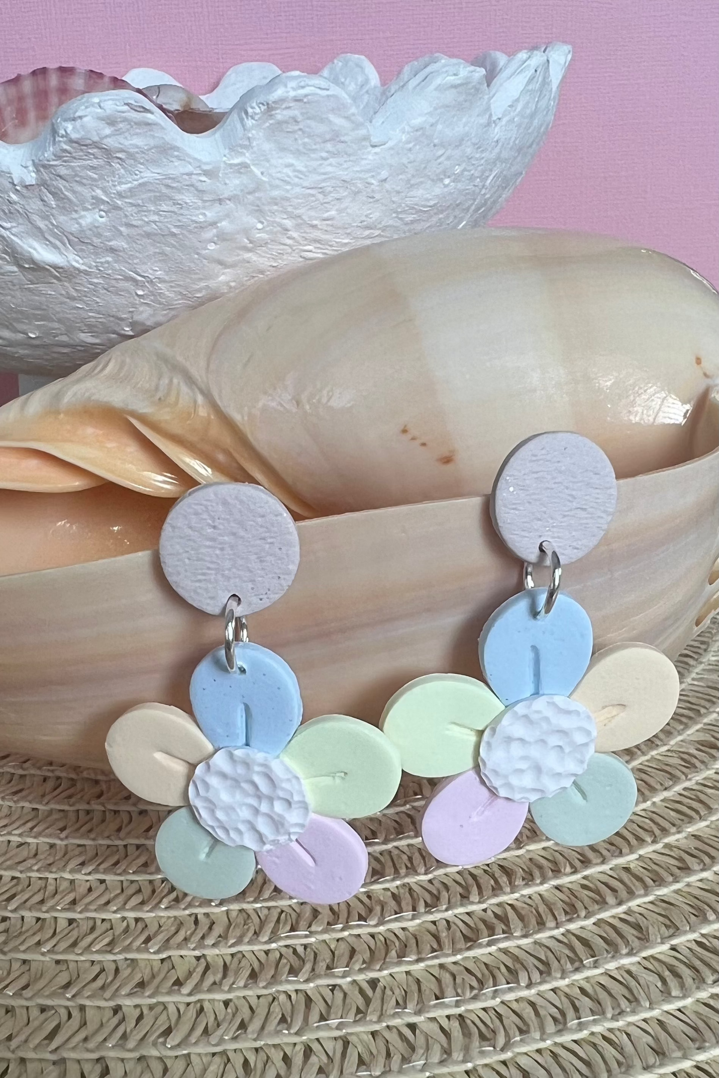 Pastel Flower Dangle Earrings